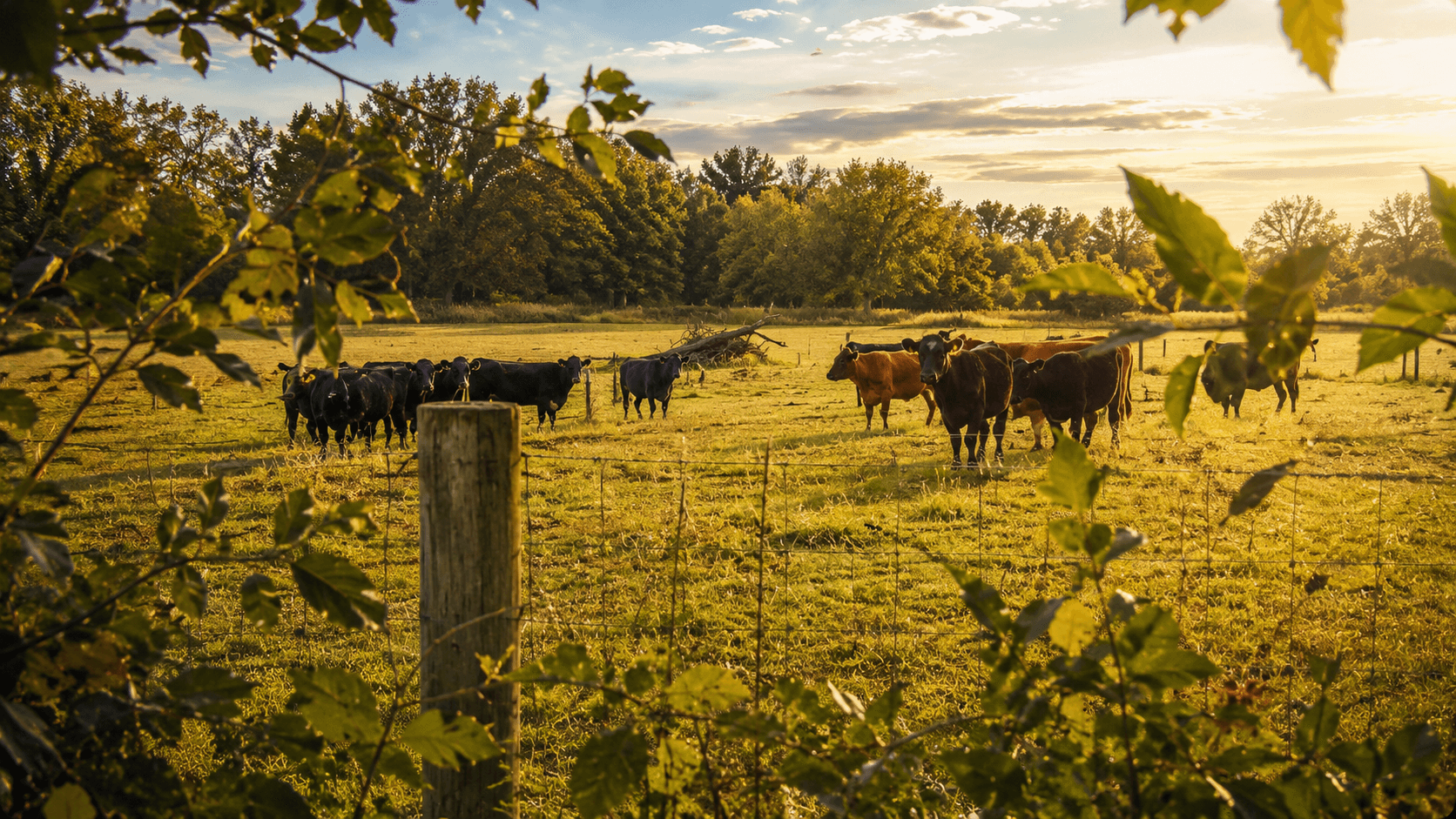100% grass-fed cattle on pasture at Frankland Cattle Farm, Shelbyville, Kentucky